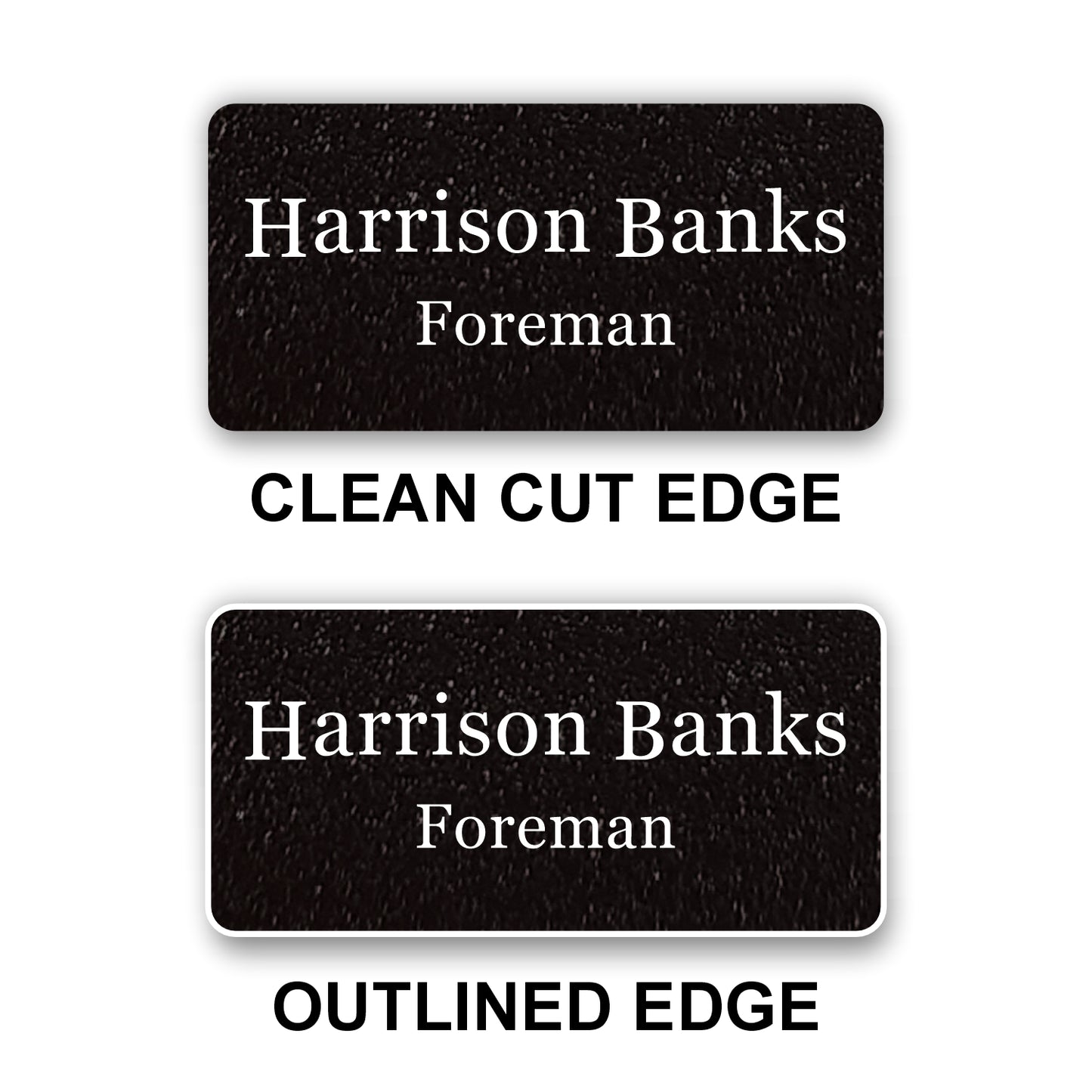 Large Textured Name Badge 1.5"x3" / Black/White