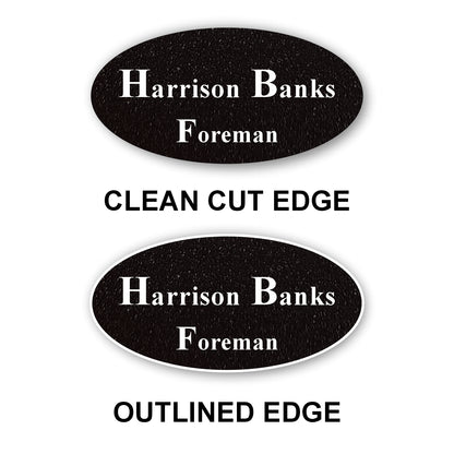 Oval Textured Name Badge 1.5"x3" / Black/White