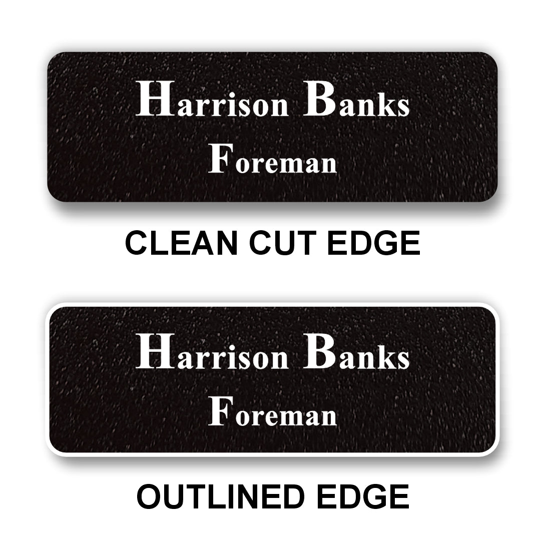 Small Textured Name Badge 1"x3" / Black/White