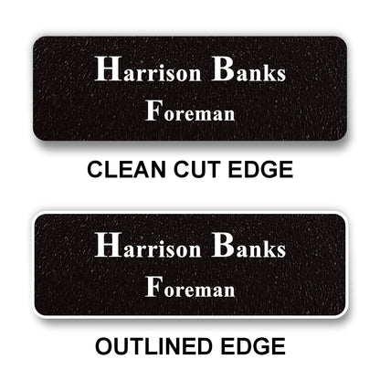 Small Textured Name Badge 1"x3" / Black/White