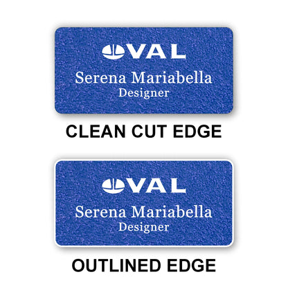 Large Textured Name Badge 1.5"x3" / Sapphire Blue/White