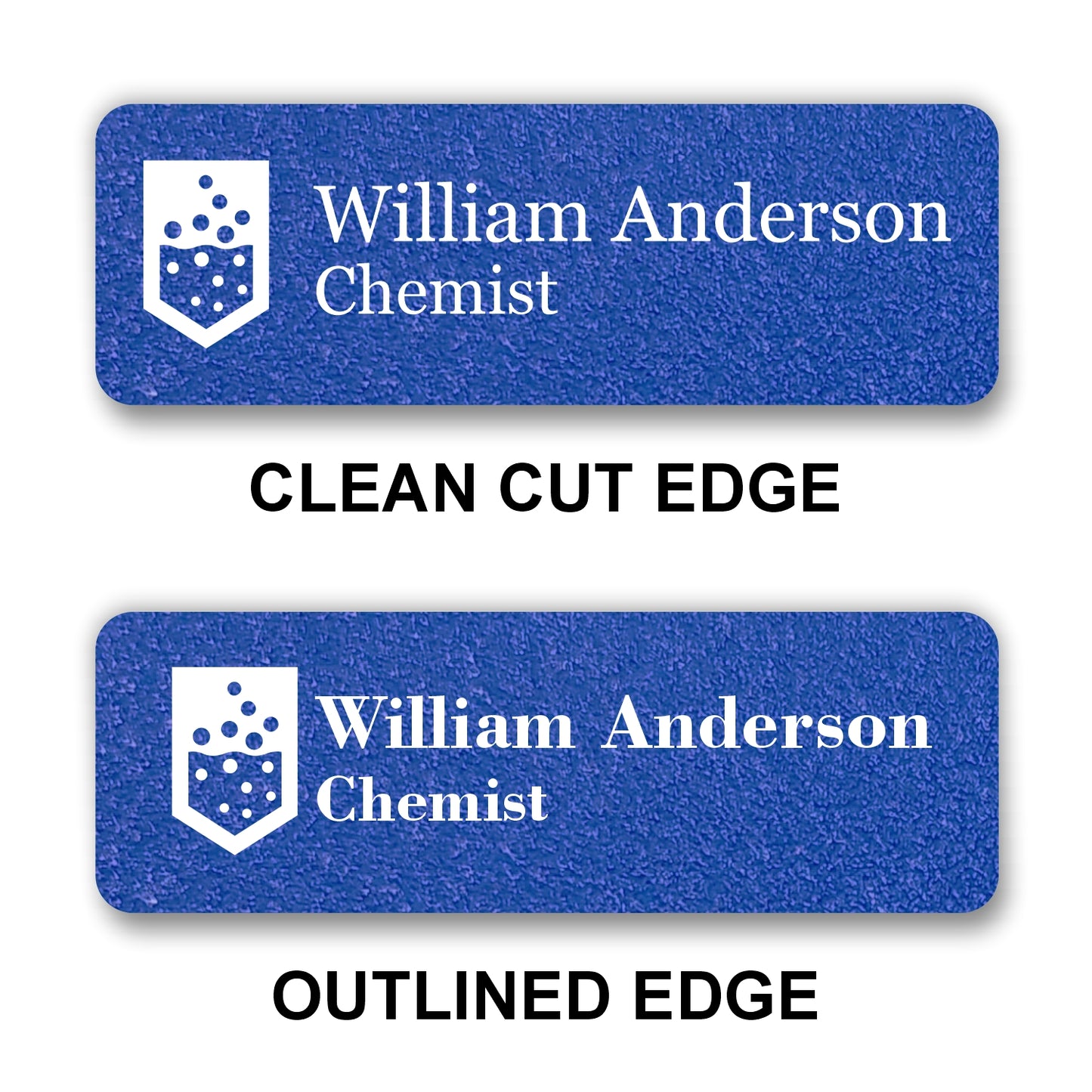 Small Textured Name Badge 1"x3" / Sapphire Blue/White