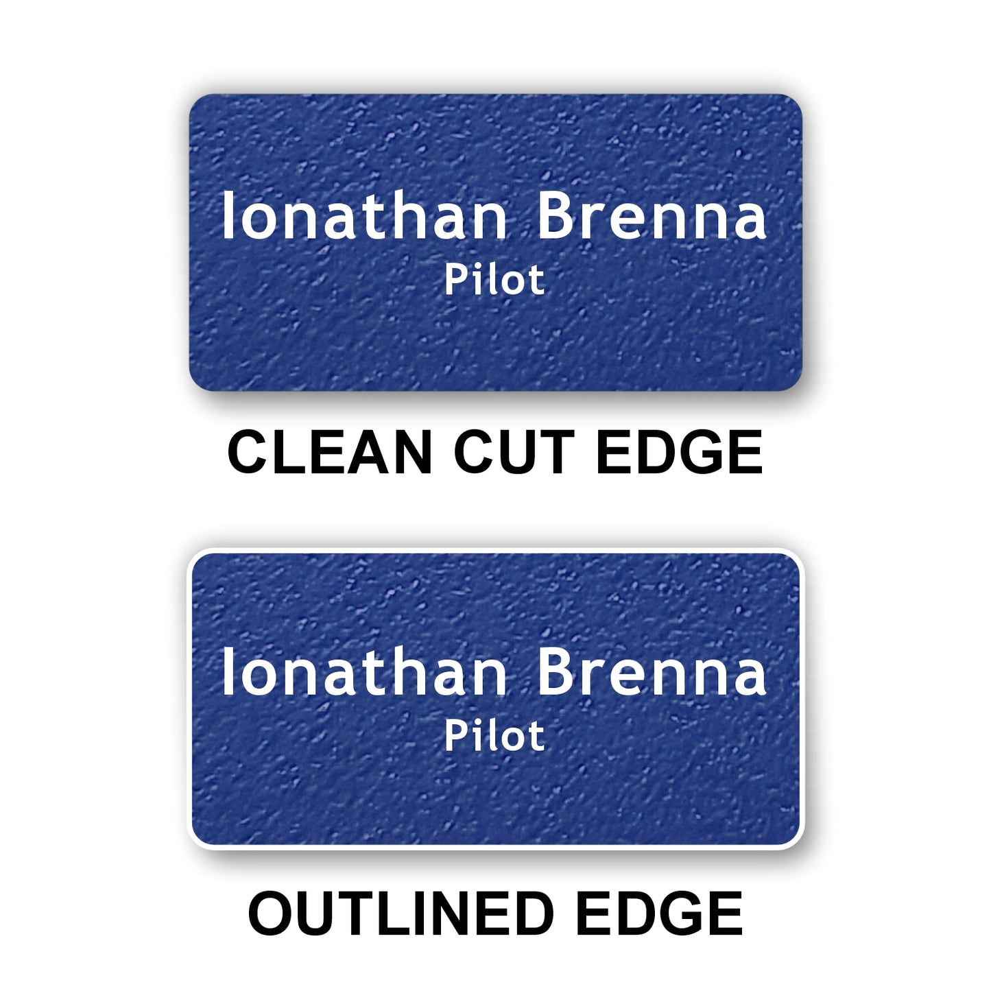 Large Textured Name Badge 1.5"x3" / Royal Blue/White