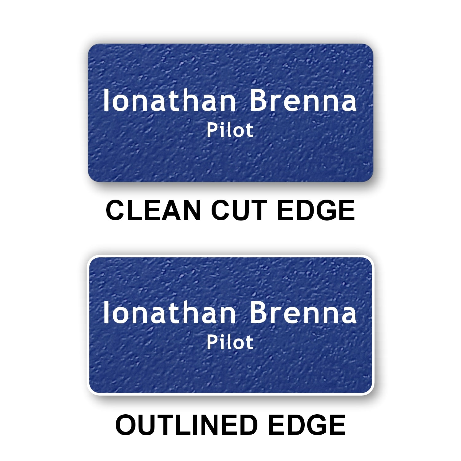 Large Textured Name Badge 1.5"x3" / Royal Blue/White