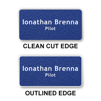 Large Textured Name Badge 1.5"x3" / Royal Blue/White