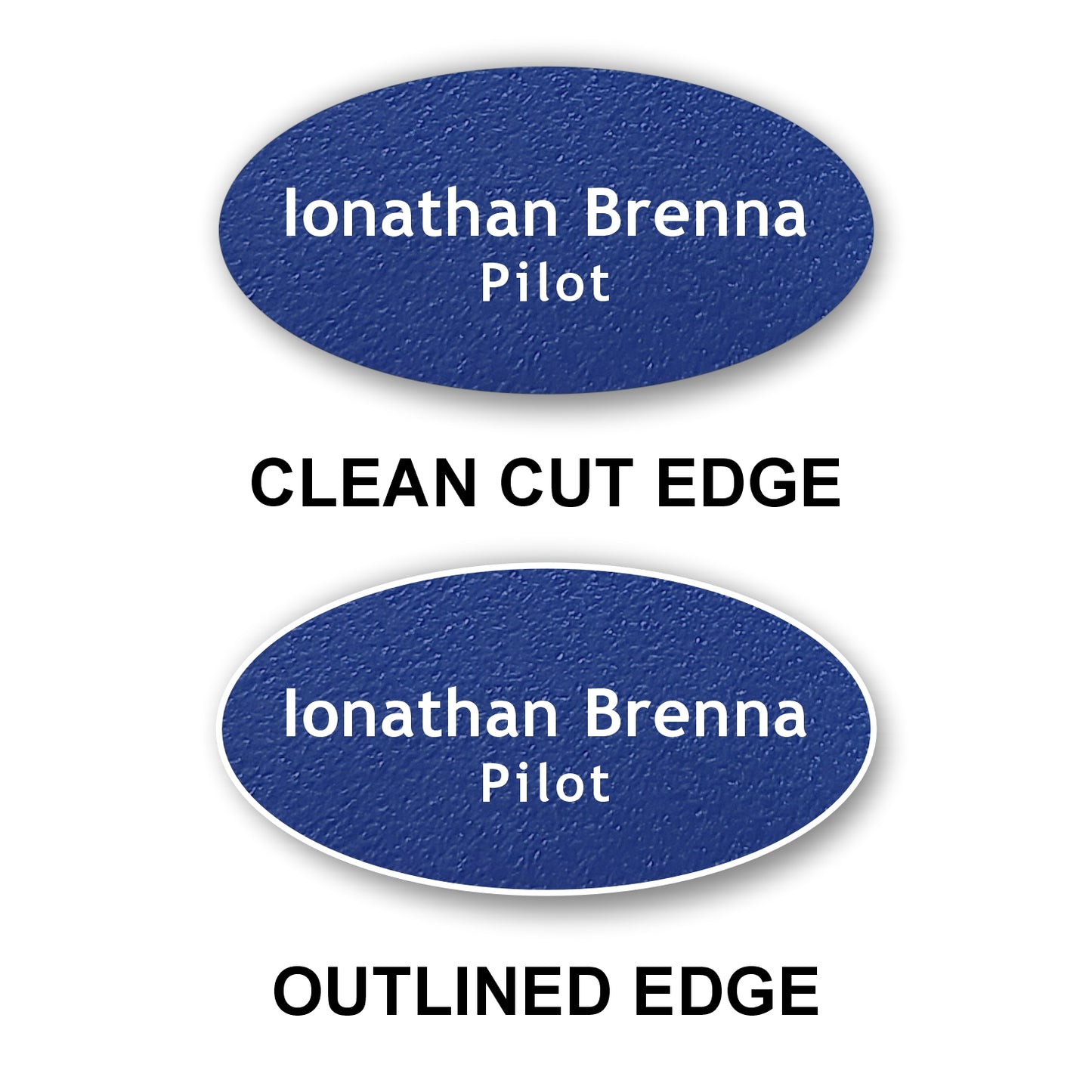 Oval Textured Name Badge 1.5"x3" / Royal Blue/White