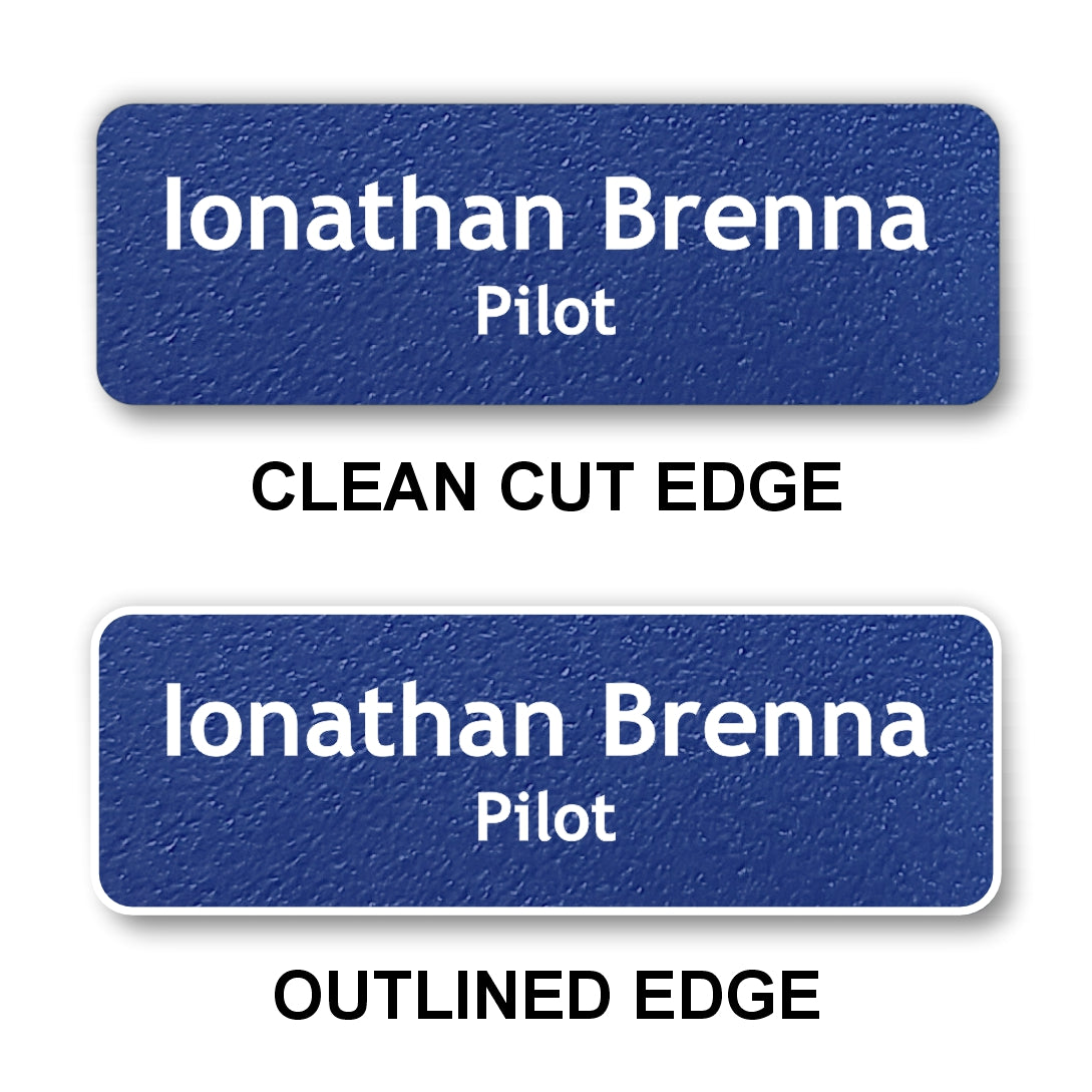 Small Textured Name Badge 1"x3" / Royal Blue/White