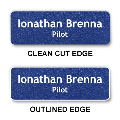 Small Textured Name Badge 1"x3" / Royal Blue/White