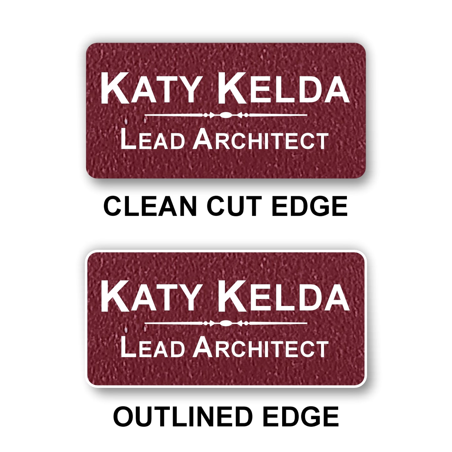 Large Textured Name Badge 1.5"x3" / Ruby/White