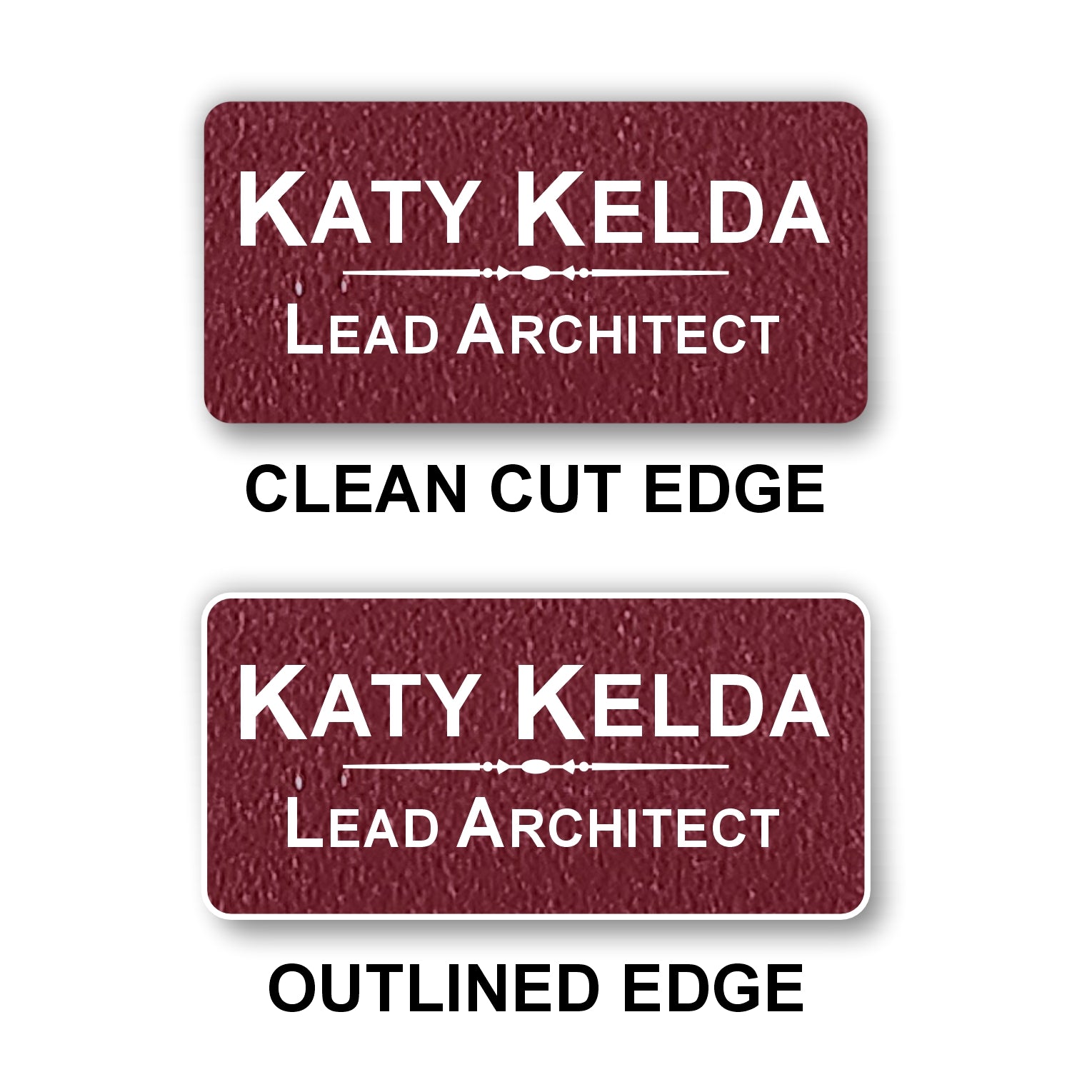 Large Textured Name Badge 1.5"x3" / Ruby/White