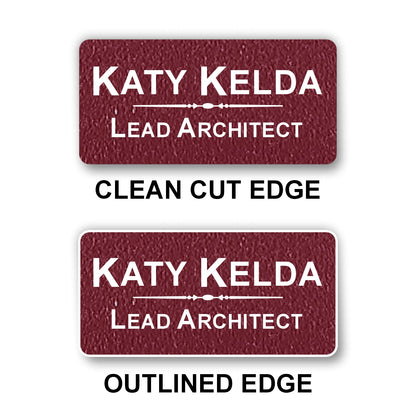 Large Textured Name Badge 1.5"x3" / Ruby/White
