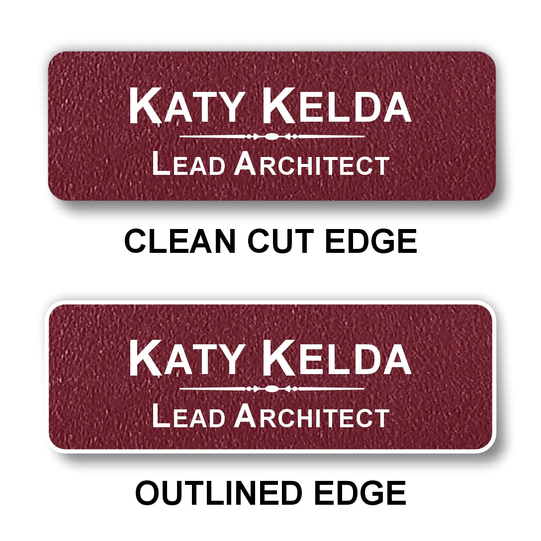 Small Textured Name Badge 1"x3" / Ruby/White