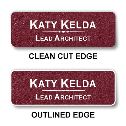 Small Textured Name Badge 1"x3" / Ruby/White