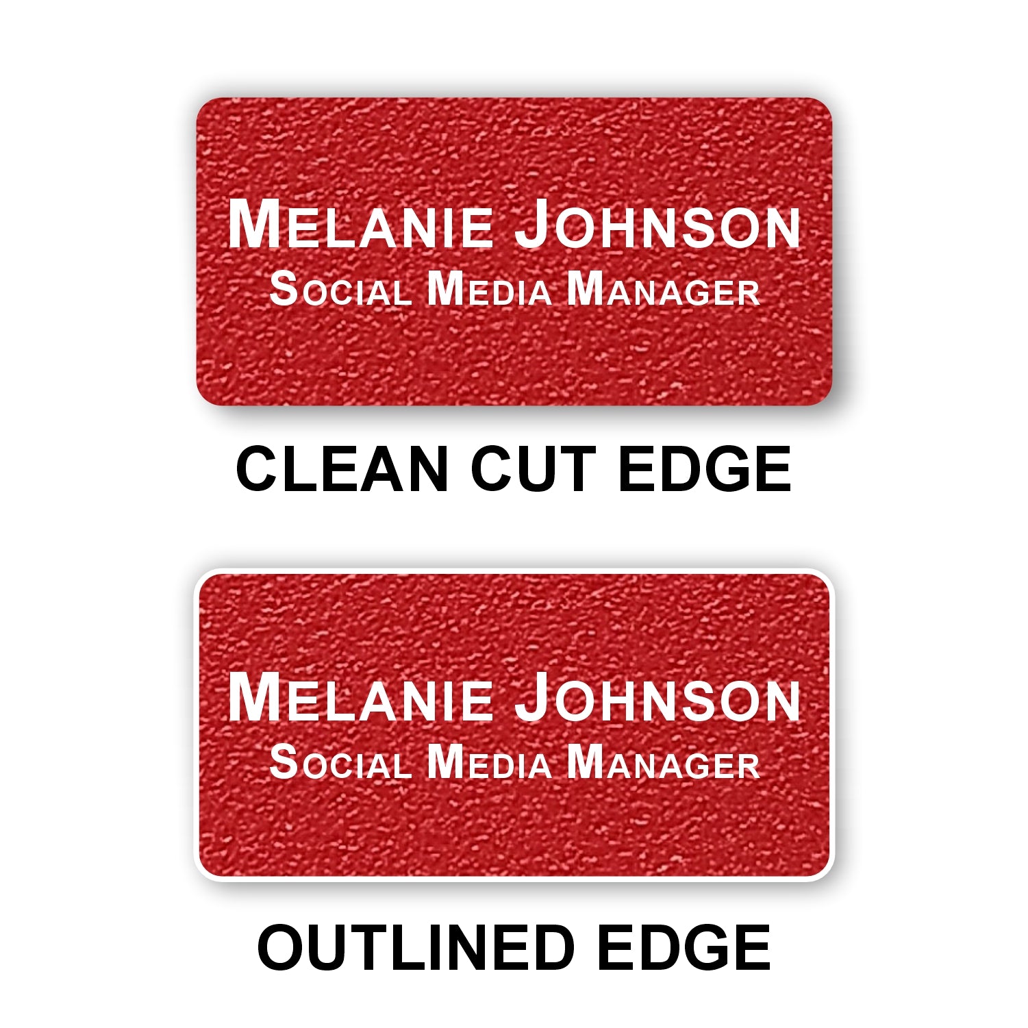 Large Textured Name Badge 1.5"x3" / Red/White