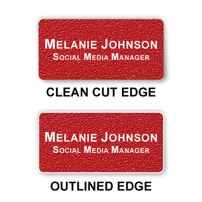Large Textured Name Badge 1.5"x3" / Red/White