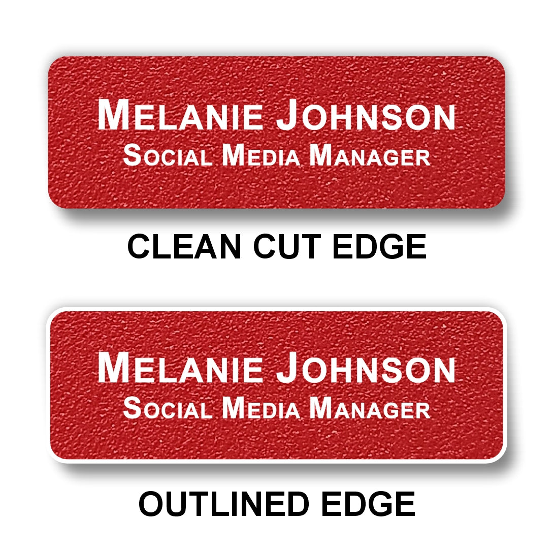Small Textured Name Badge 1"x3" / Red/White