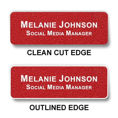 Small Textured Name Badge 1"x3" / Red/White