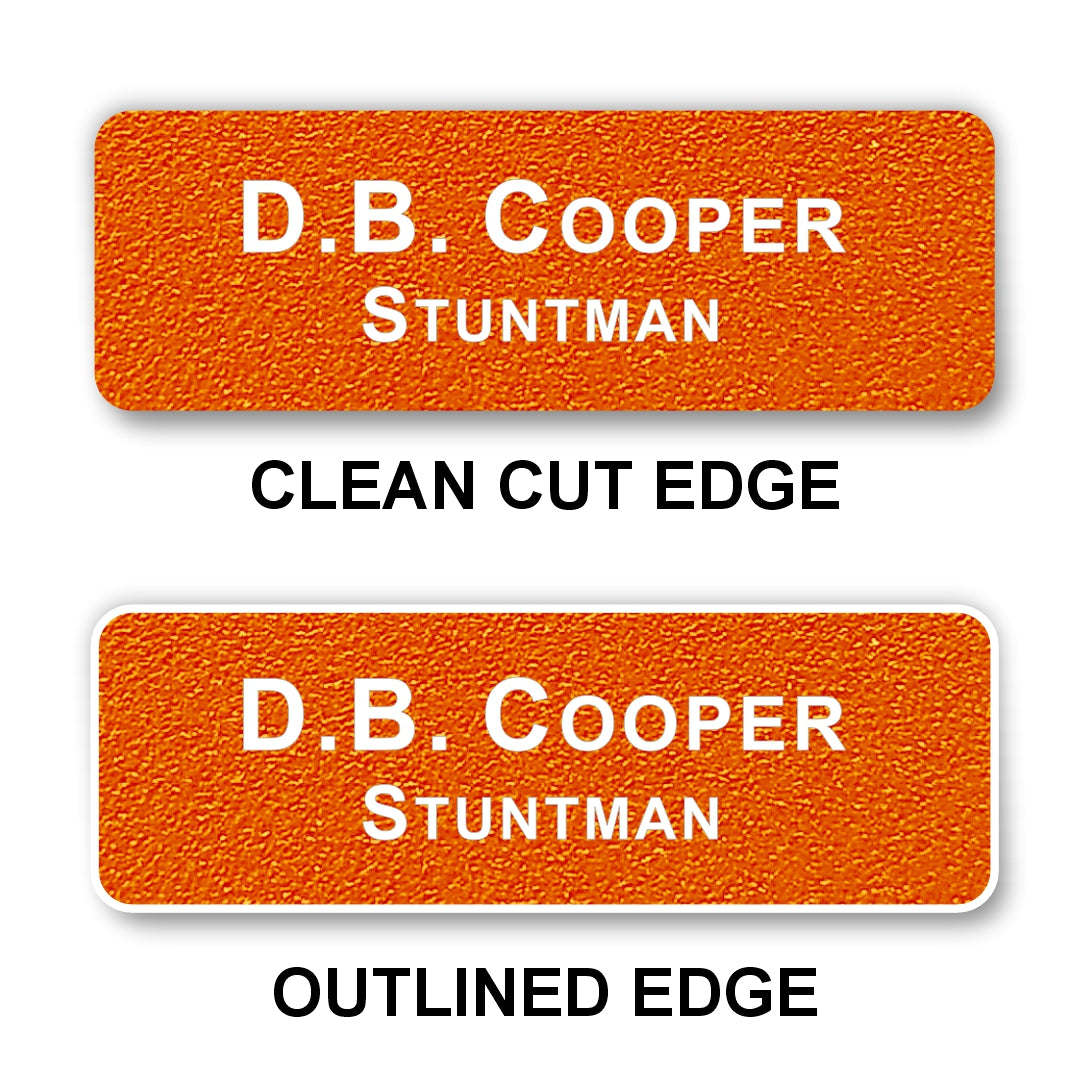 Small Textured Name Badge 1"x3" / Tangerine/White