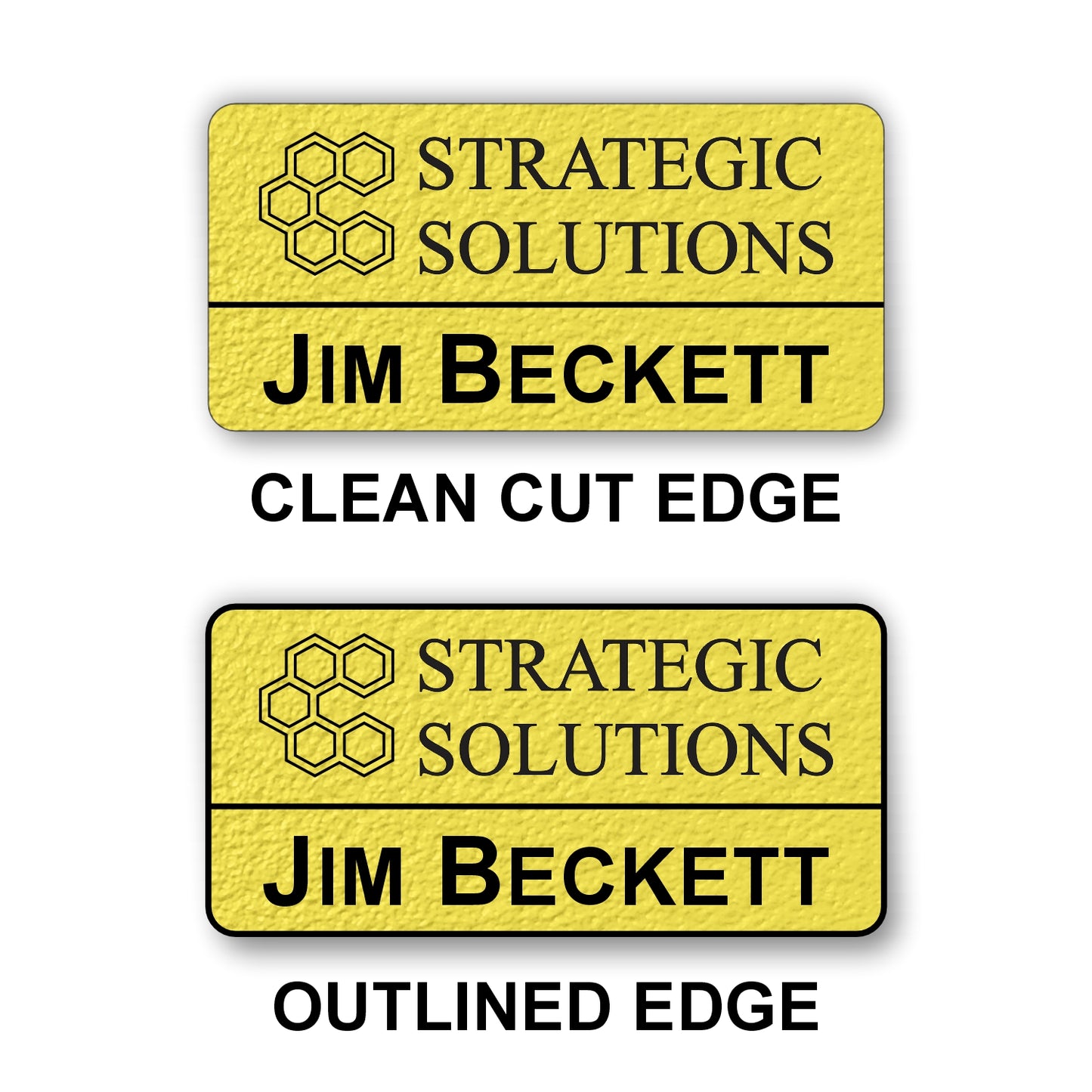 Large Textured Name Badge 1.5"x3" / Yellow/Black