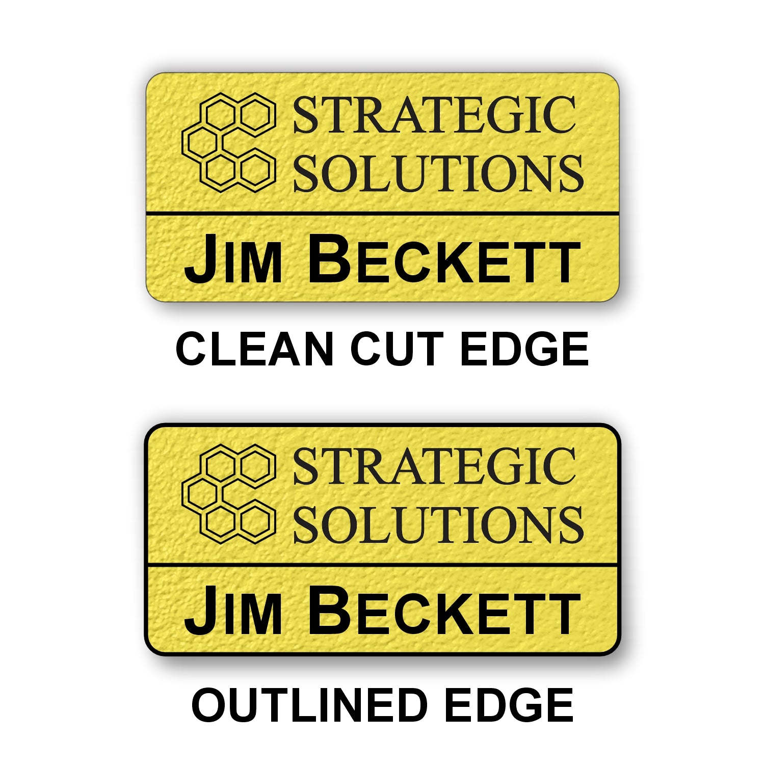 Large Textured Name Badge 1.5"x3" / Yellow/Black