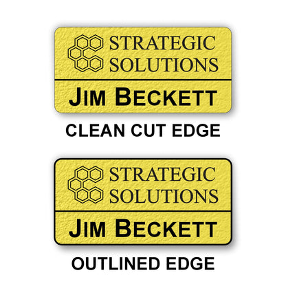 Large Textured Name Badge 1.5"x3" / Yellow/Black