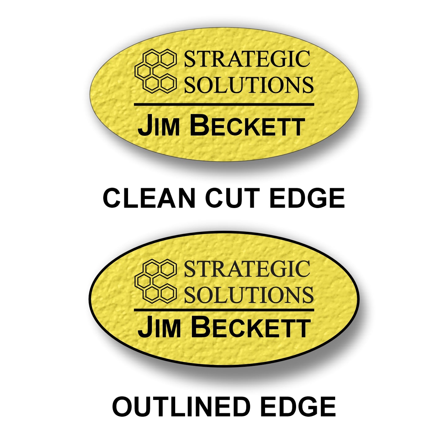 Oval Textured Name Badge 1.5"x3" / Yellow/Black