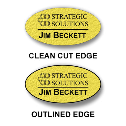 Oval Textured Name Badge 1.5"x3" / Yellow/Black