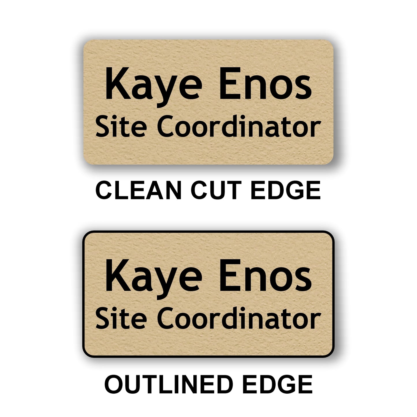 Large Textured Name Badge 1.5"x3" / Sand/Black