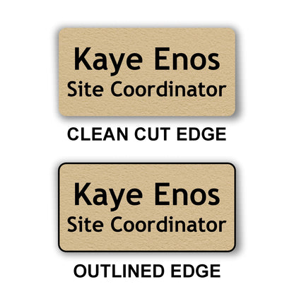 Large Textured Name Badge 1.5"x3" / Sand/Black