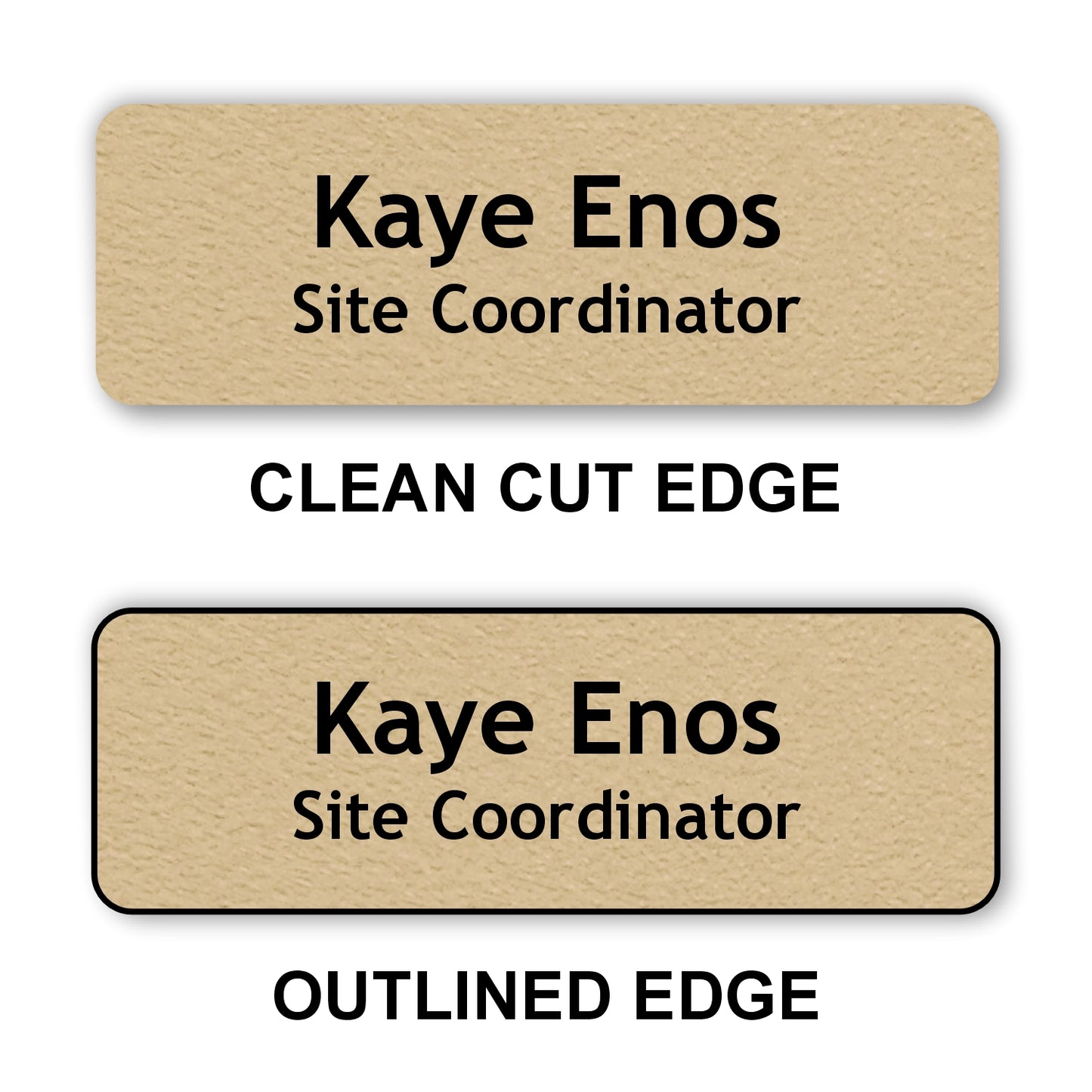 Small Textured Name Badge 1"x3" / Sand/Black