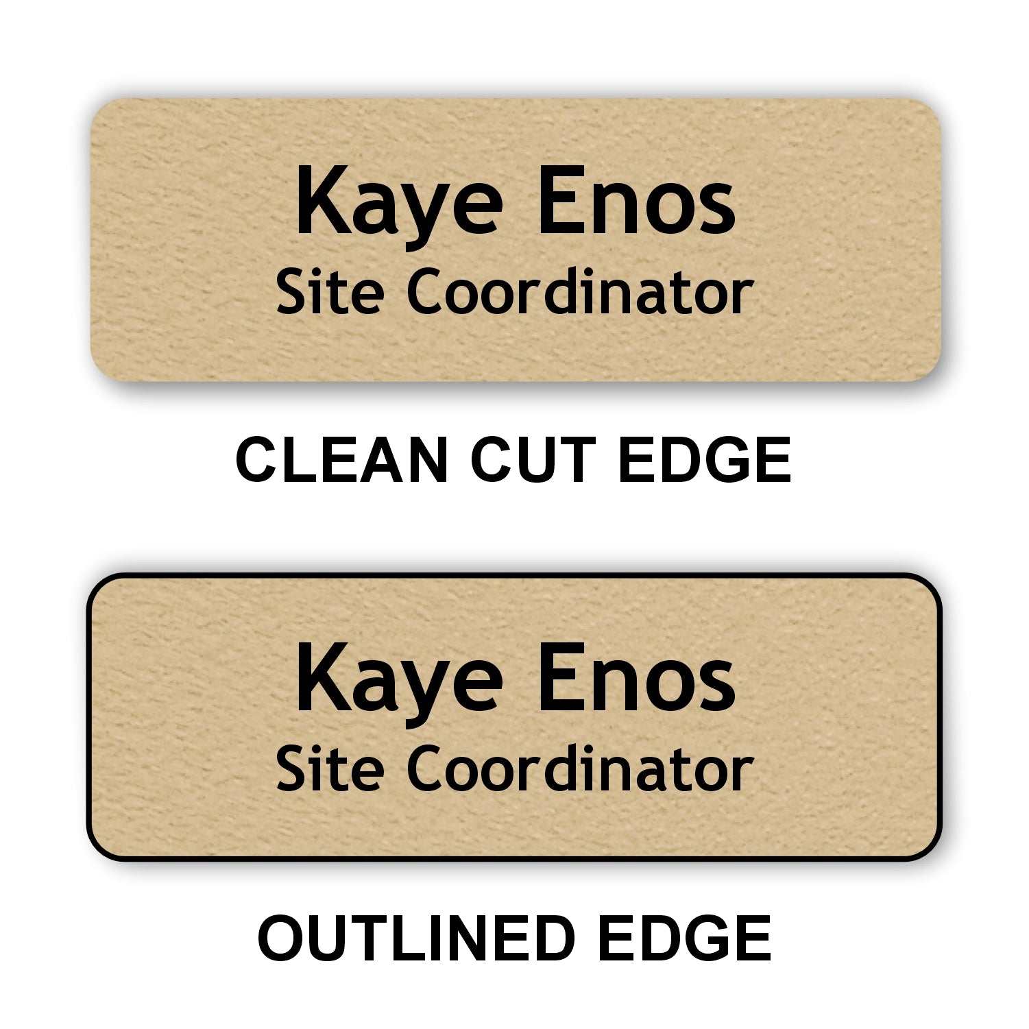 Small Textured Name Badge 1"x3" / Sand/Black