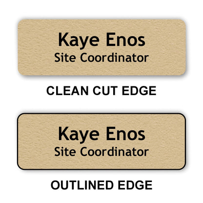 Small Textured Name Badge 1"x3" / Sand/Black