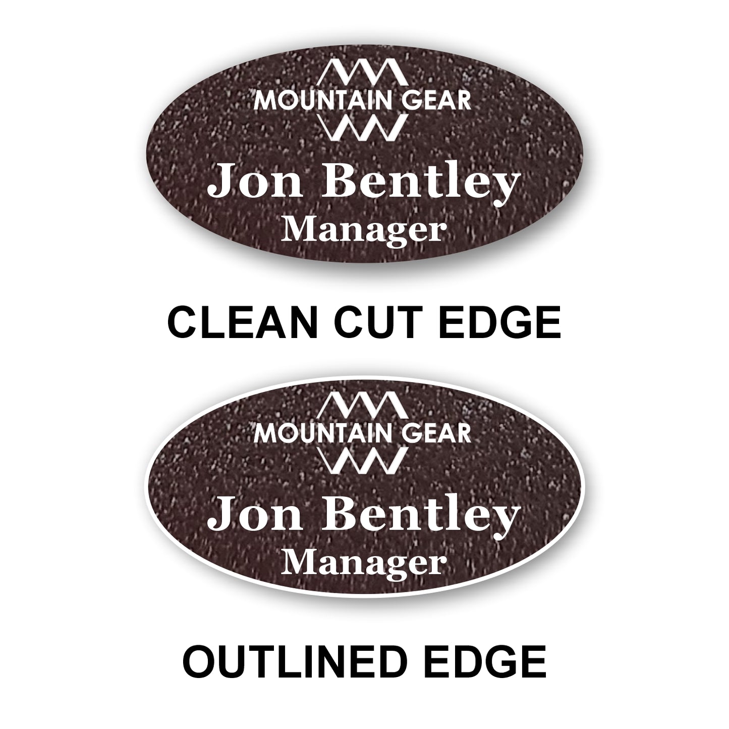 Oval Textured Name Badge 1.5"x3" / Coffee/White
