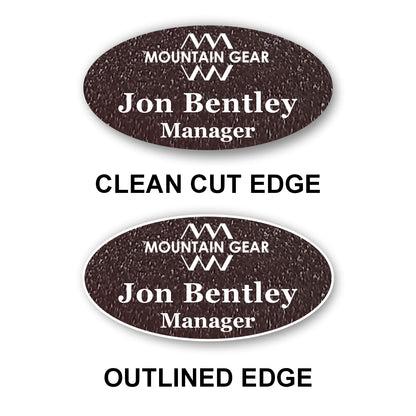 Oval Textured Name Badge 1.5"x3" / Coffee/White