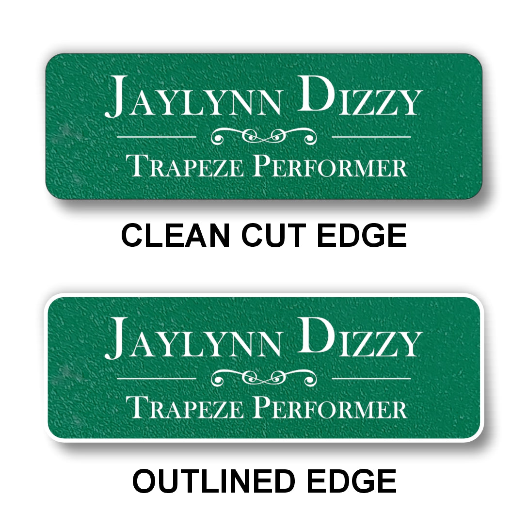 Small Textured Name Badge 1"x3" / Green/White