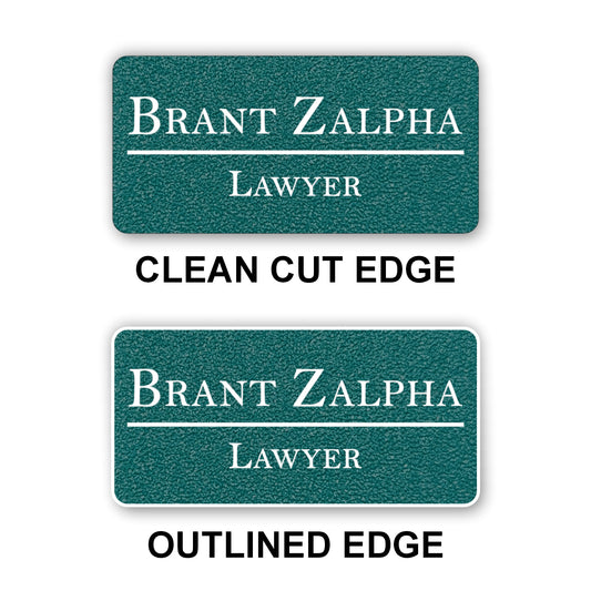 Large Textured Name Badge 1.5"x3" / Teal/White
