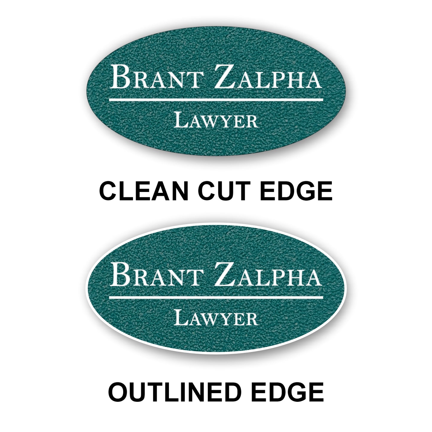 Oval Textured Name Badge 1.5"x3" / Teal/White