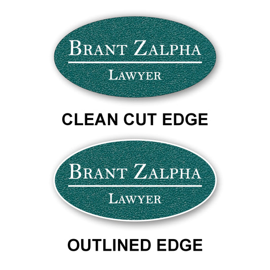 Oval Textured Name Badge 1.5"x3" / Teal/White
