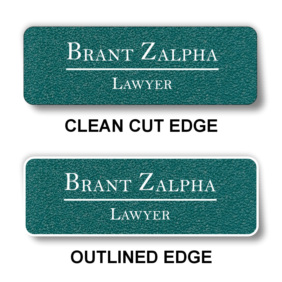 Small Textured Name Badge 1"x3" / Teal/White