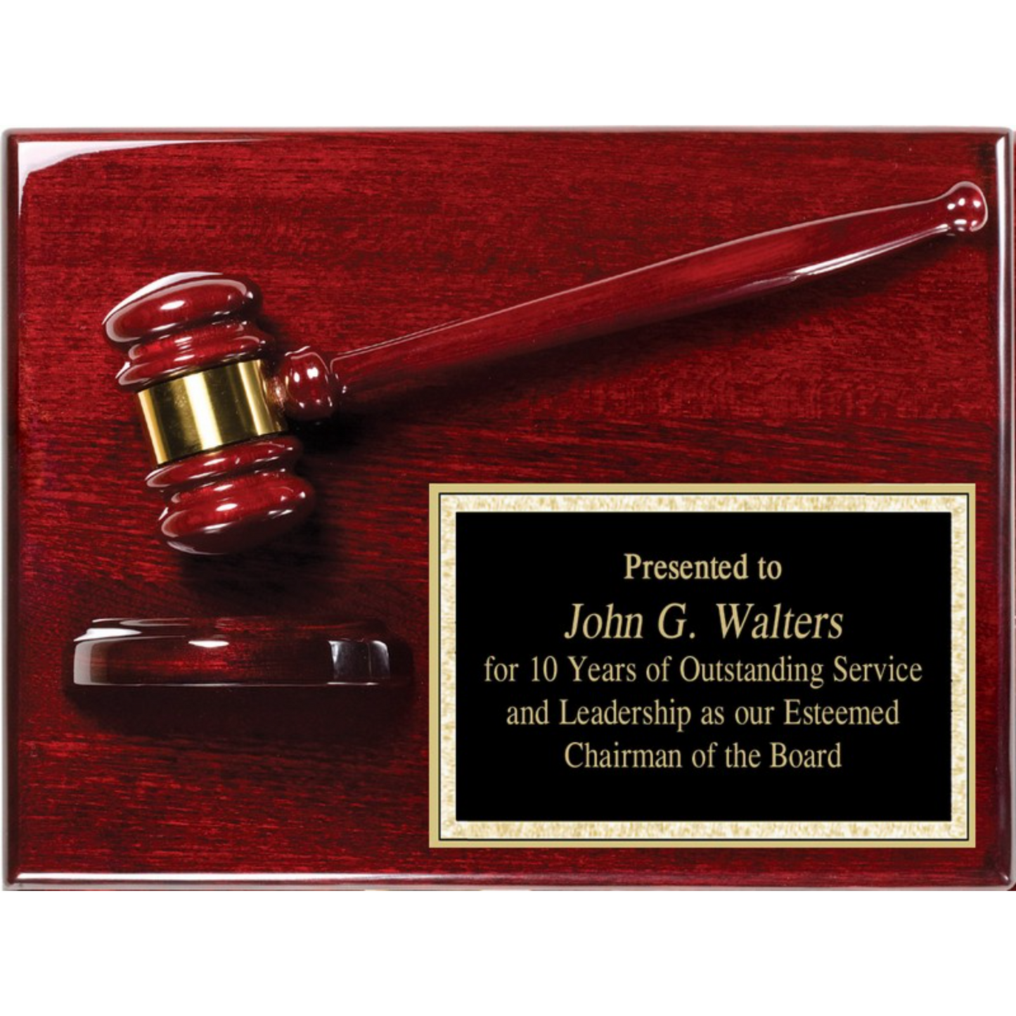 Rosewood Block & Gavel Plaque 9" x 12" / Rosewood