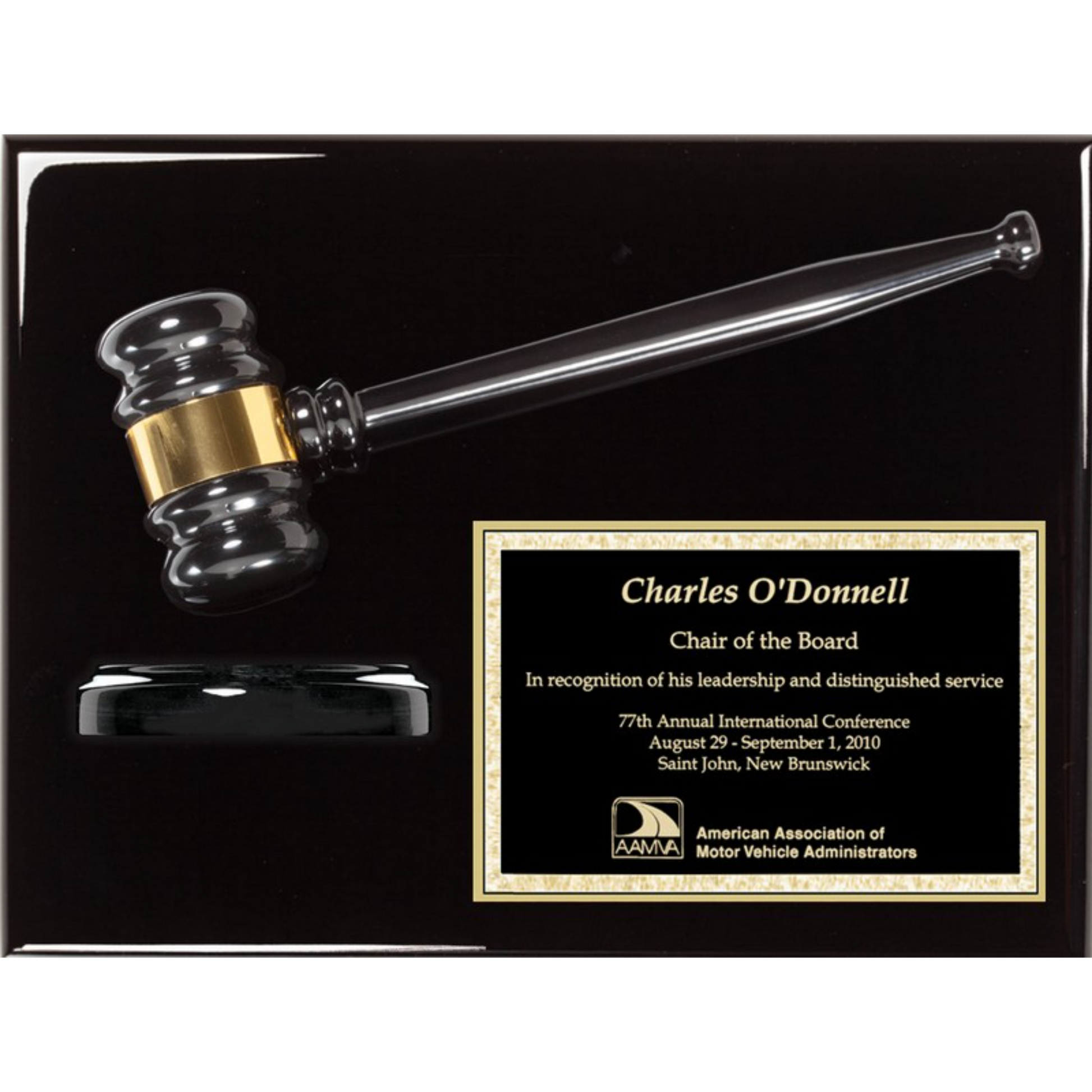 Ebony Piano Finished Gavel Plaque 9" x 12" / Black Piano Finish