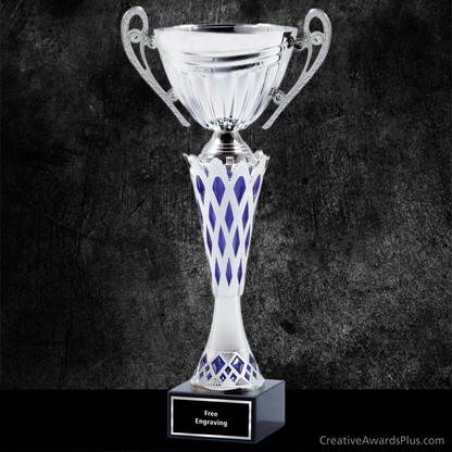 Blue Diamond Trophy Cup 17" / Silver/Blue