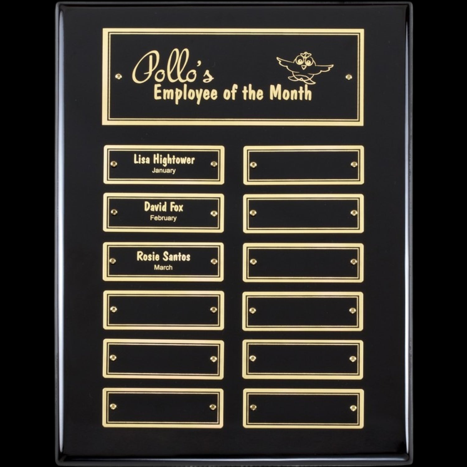 Ebony Perpetual Plaque Gold (12 Plates) 9" x 12" / Black / 12 Leaf Plates