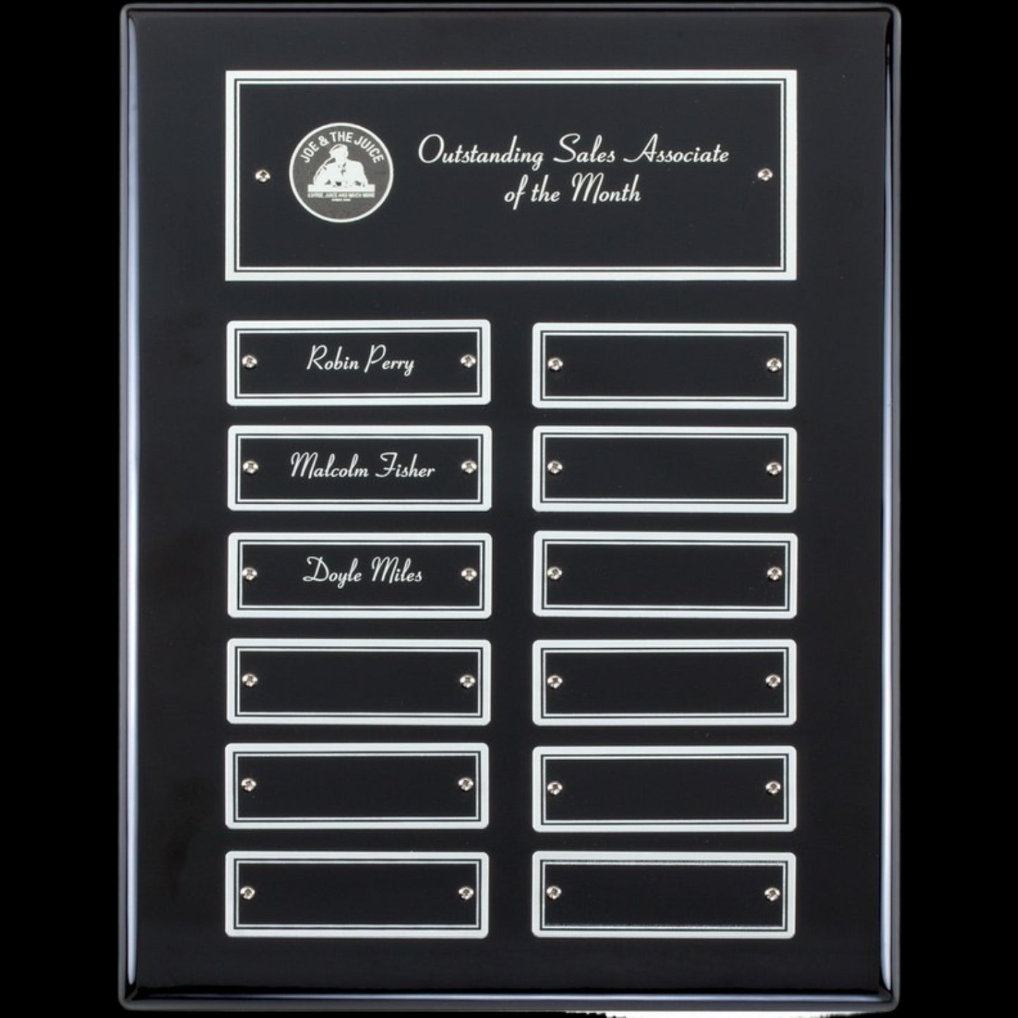 Ebony Perpetual Plaque Silver (12 Plates) 9" x 12" / Black / 12 Leaf Plates