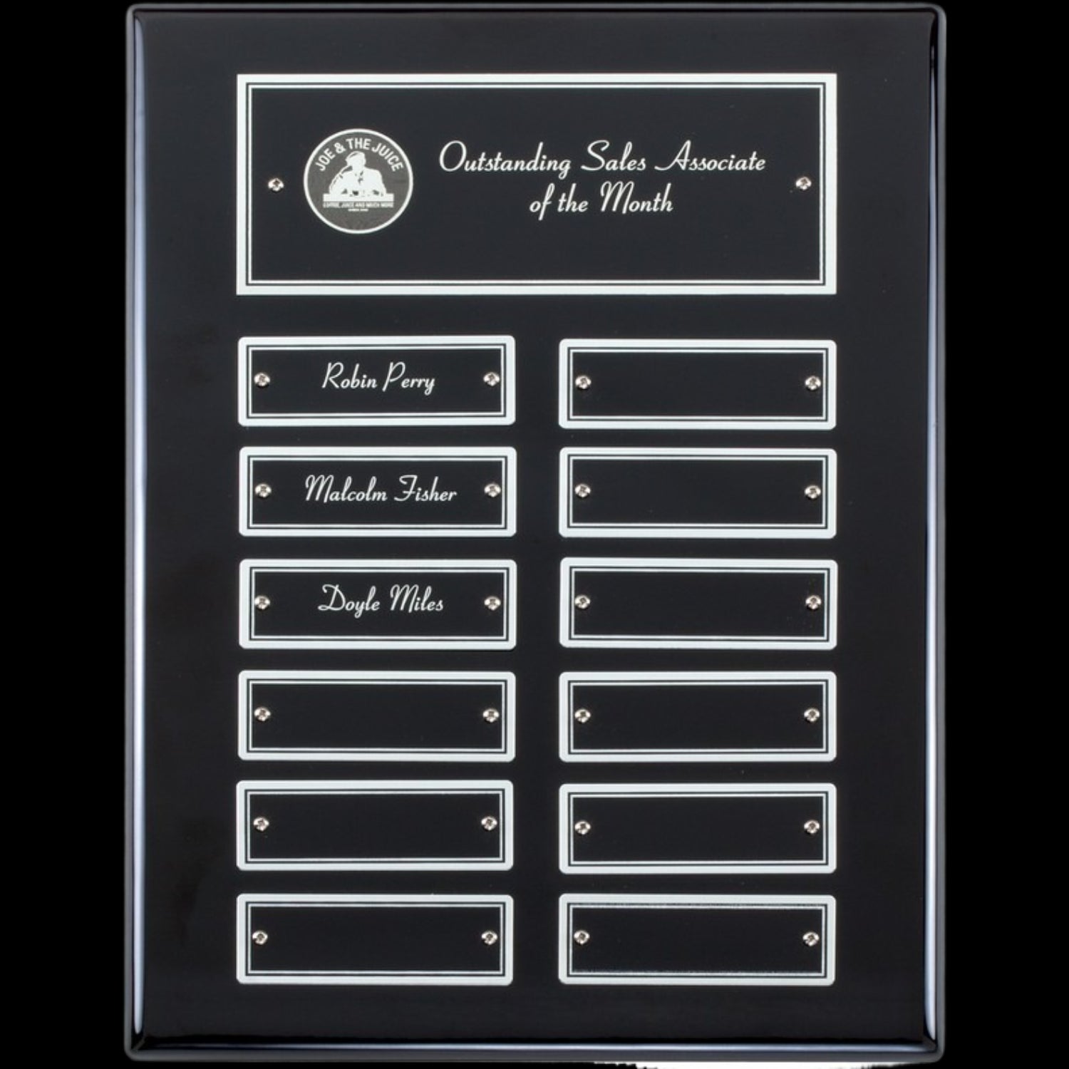 Ebony Perpetual Plaque Silver (12 Plates) 9" x 12" / Black / 12 Leaf Plates