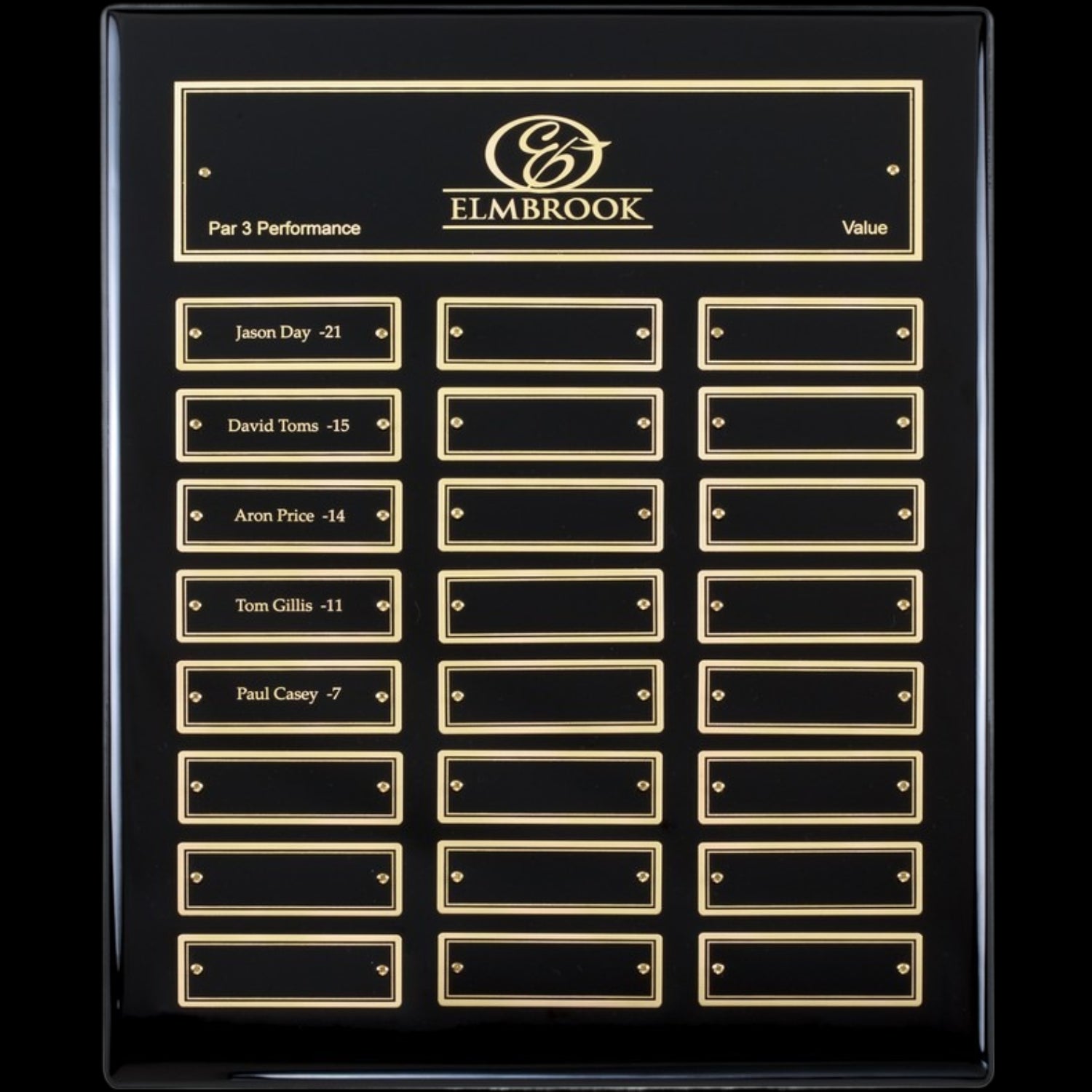 Ebony Perpetual Plaque Gold (24 Plates) 12" x 15" / Black / 24 Leaf Plates