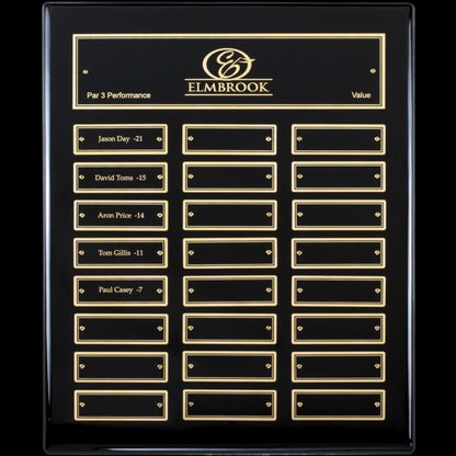 Ebony Perpetual Plaque 12" x 15" - 24 Plates / Black and Gold