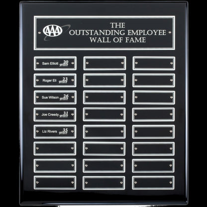 Ebony Perpetual Plaque 12" x 15" - 24 Plates / Black and Silver