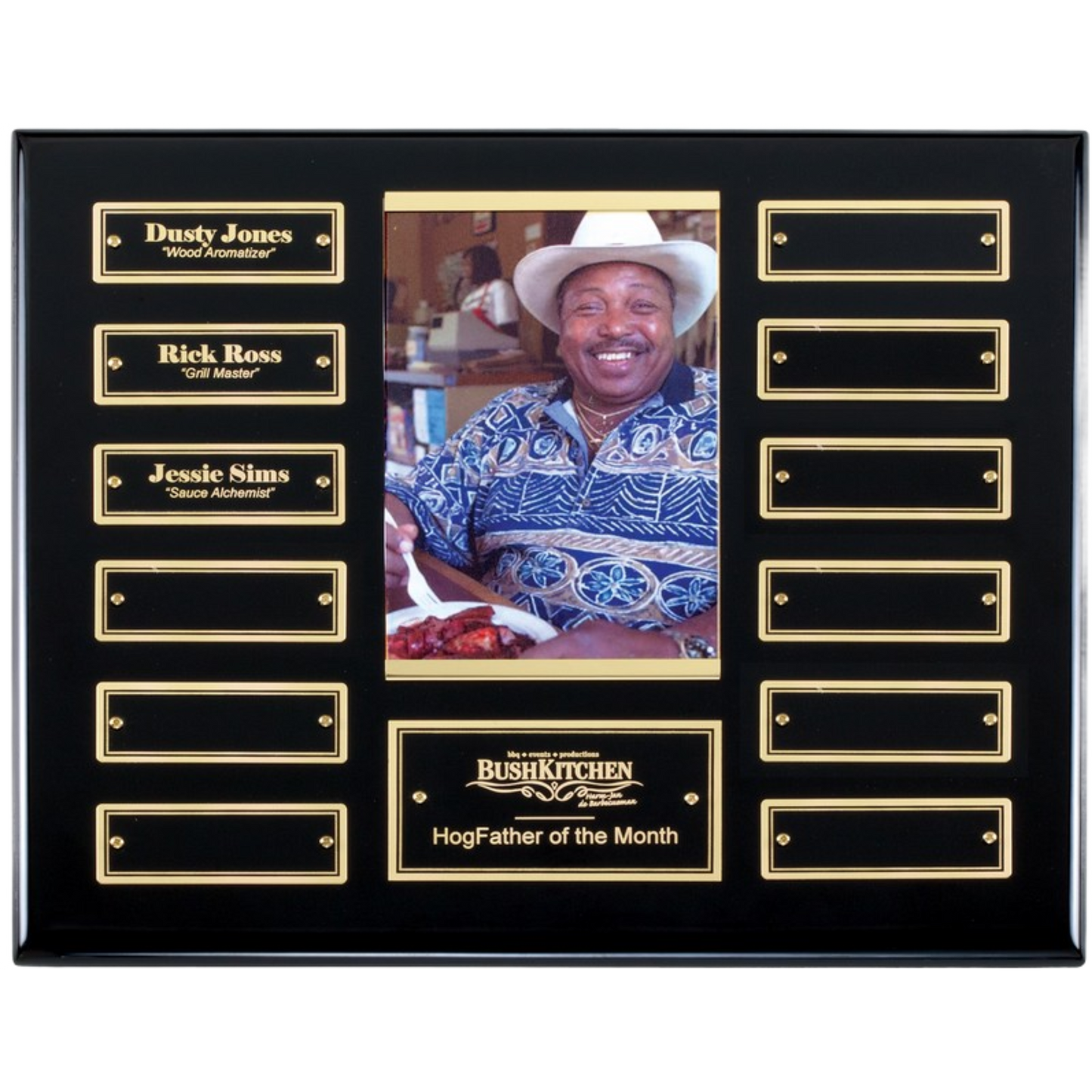 Ebony Perpetual Photo Plaque Gold (12 Plates) 10.5" x 13" / Black / 12 Leaf Plate