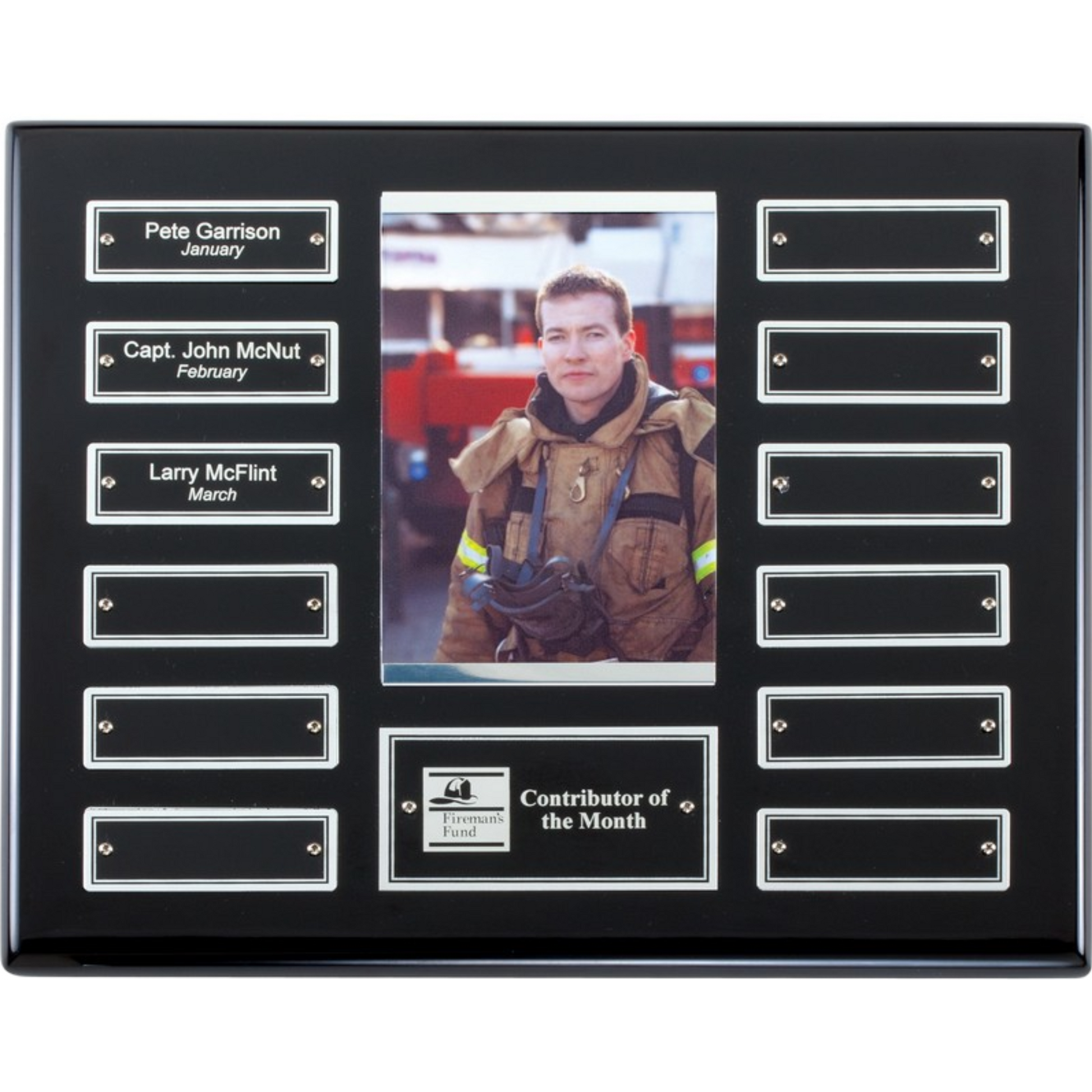 Ebony Perpetual Photo Plaque Silver (12 Plates) 10.5" x 13" / Black / 12 Leaf Plate